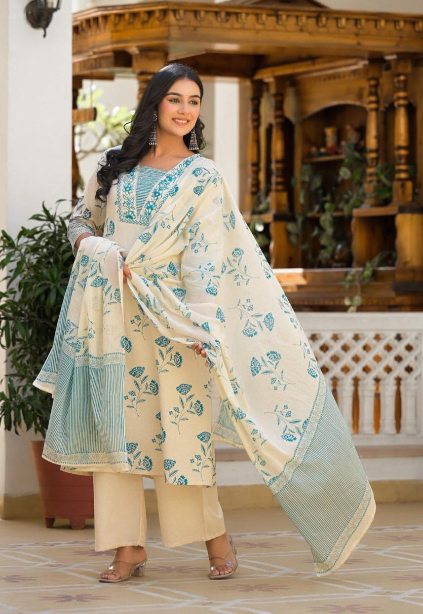 Bhakti Sea Printed Cotton Suit Set