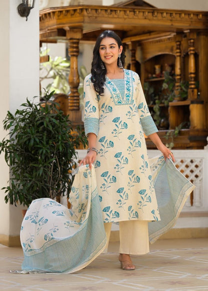 Bhakti Sea Printed Cotton Suit Set