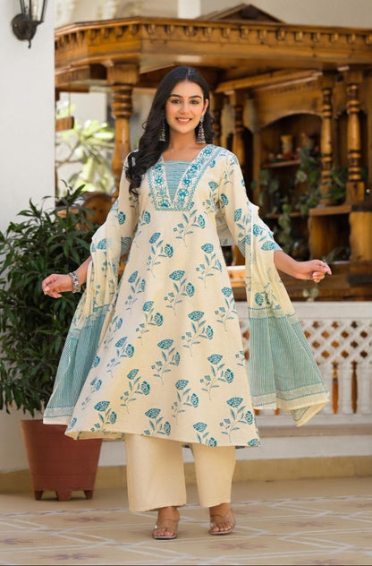 Bhakti Sea Printed Cotton Suit Set
