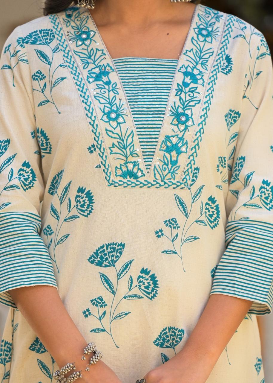 Bhakti Sea Printed Cotton Suit Set
