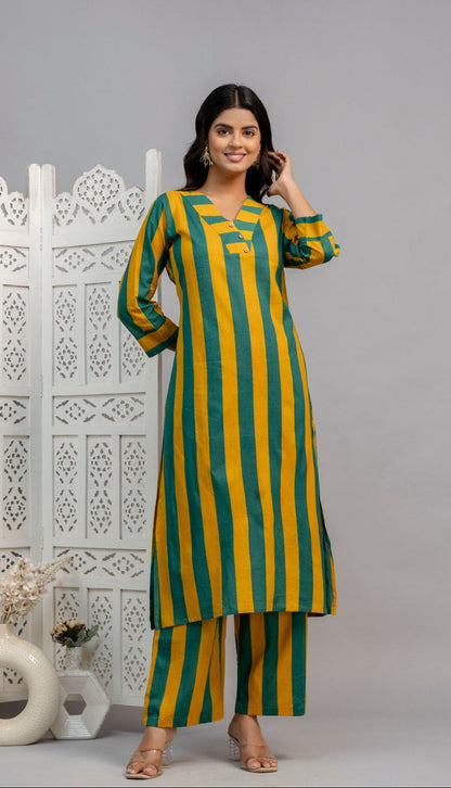 Mika Pine Stripes Cotton Co-ord Set