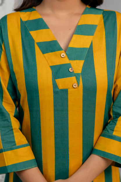 Mika Pine Stripes Cotton Co-ord Set