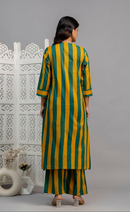 Mika Pine Stripes Cotton Co-ord Set