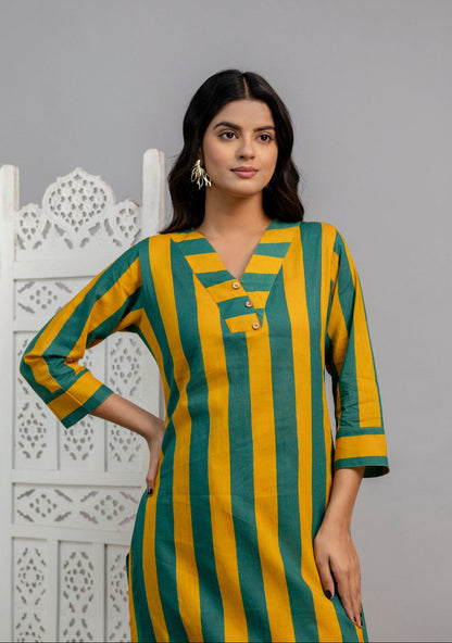 Mika Pine Stripes Cotton Co-ord Set