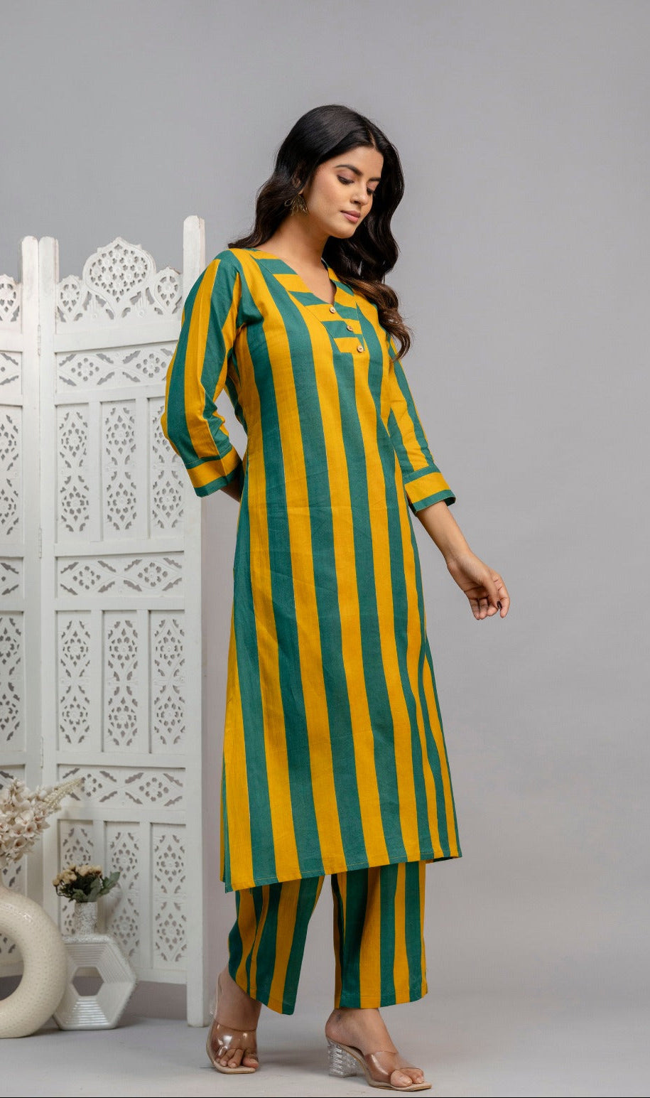Mika Pine Stripes Cotton Co-ord Set