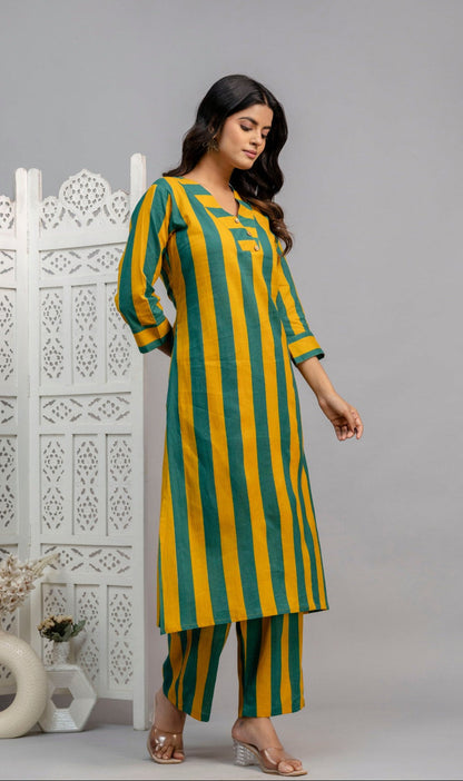 Mika Pine Stripes Cotton Co-ord Set