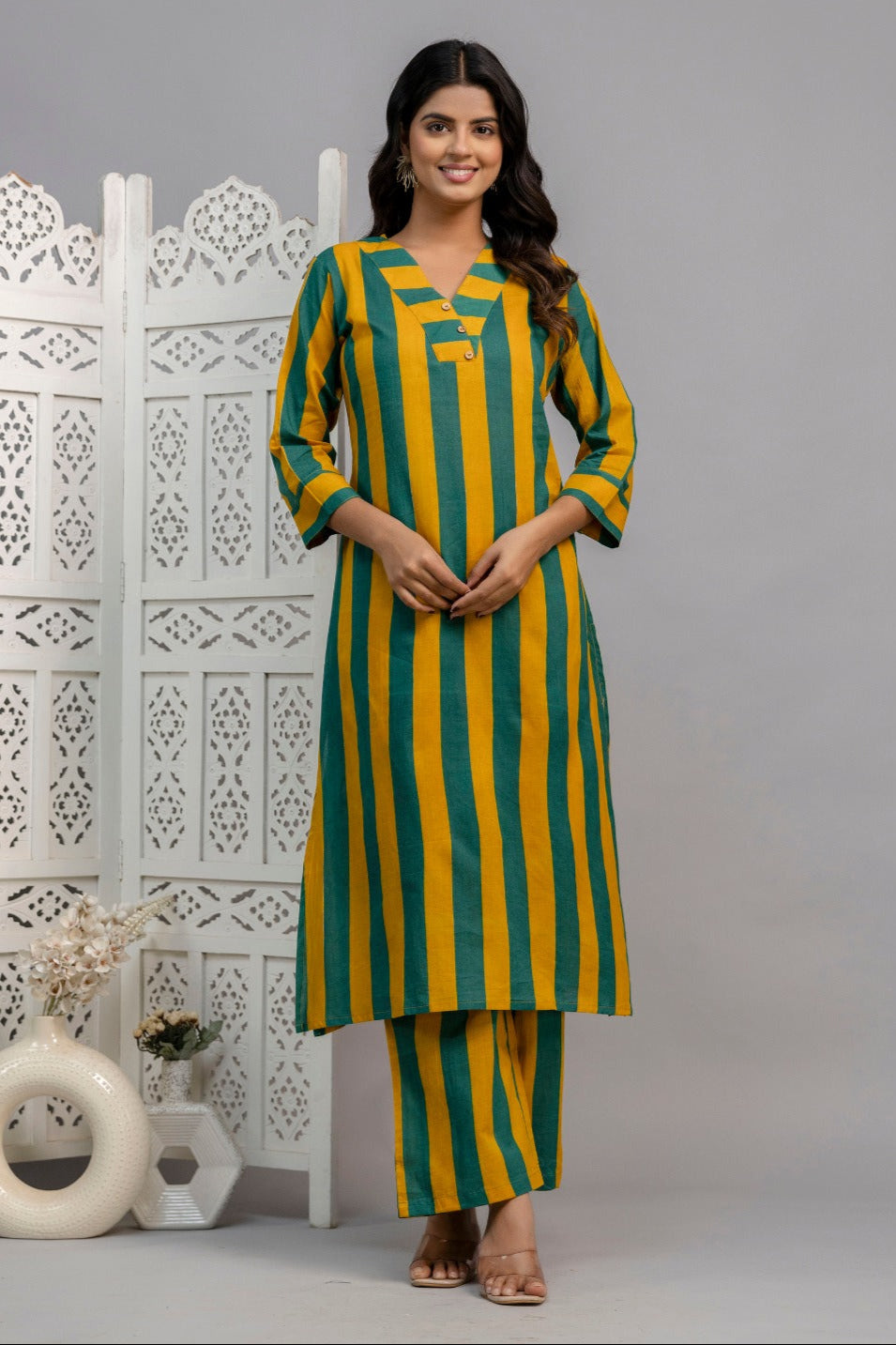 Mika Pine Stripes Cotton Co-ord Set