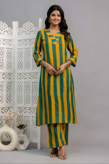 Mika Pine Stripes Cotton Co-ord Set