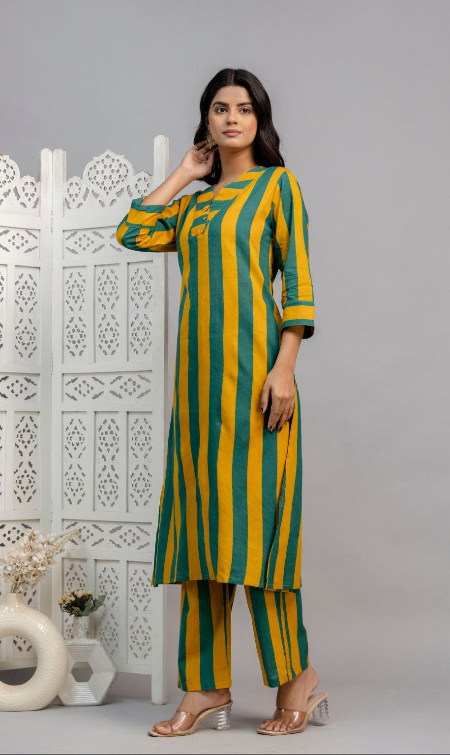 Mika Pine Stripes Cotton Co-ord Set