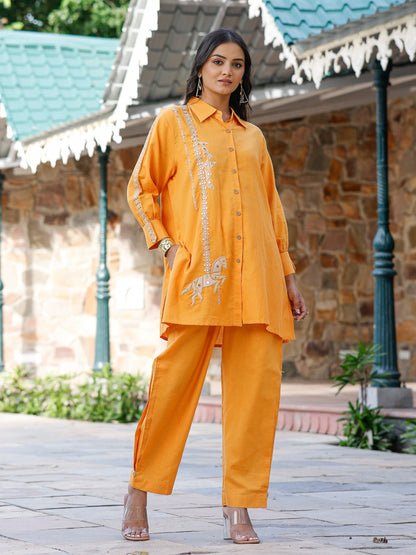 Tridhara Tangerine Cotton Co-ord Set