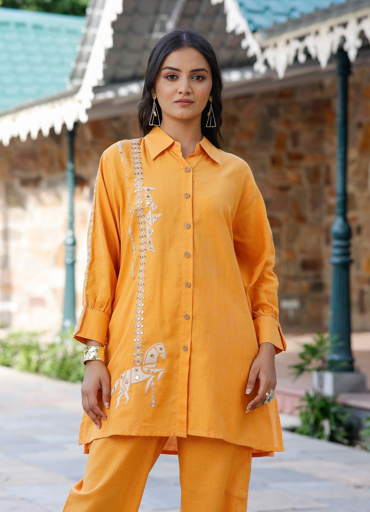 Tridhara Tangerine Cotton Co-ord Set