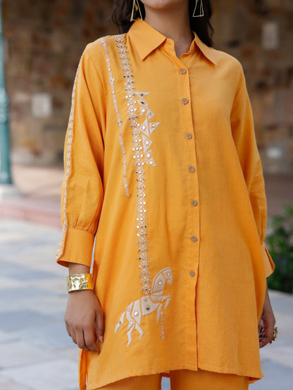 Tridhara Tangerine Cotton Co-ord Set
