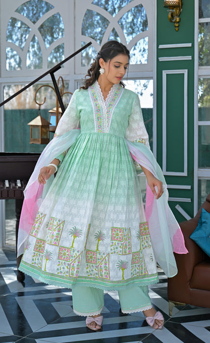 Tridhara Minty Cotton Suit Set