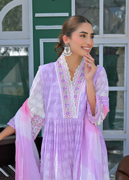 Tridhara Lavender Cotton Suit Set