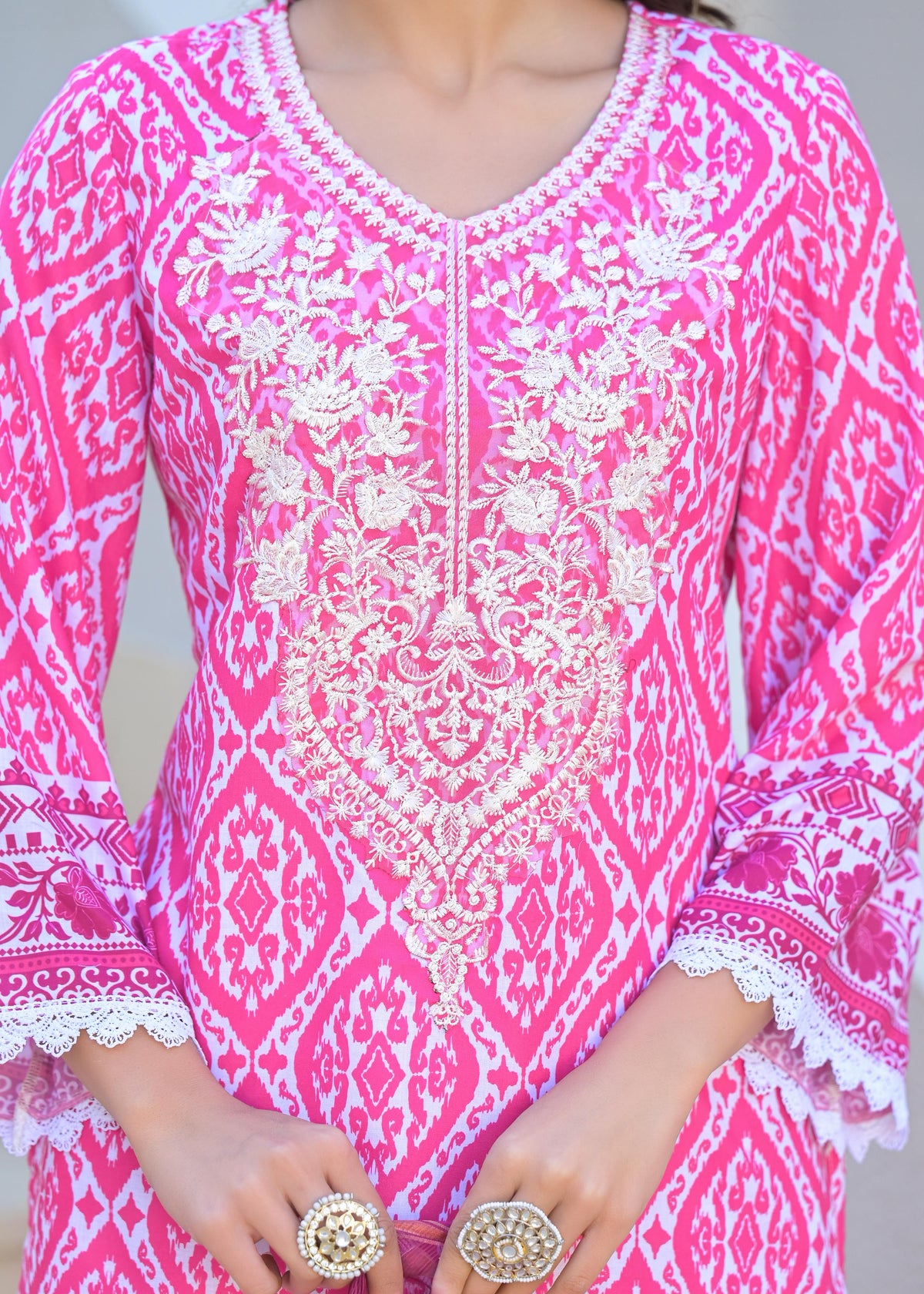 Tridhara Fuschia Cotton Suit Set