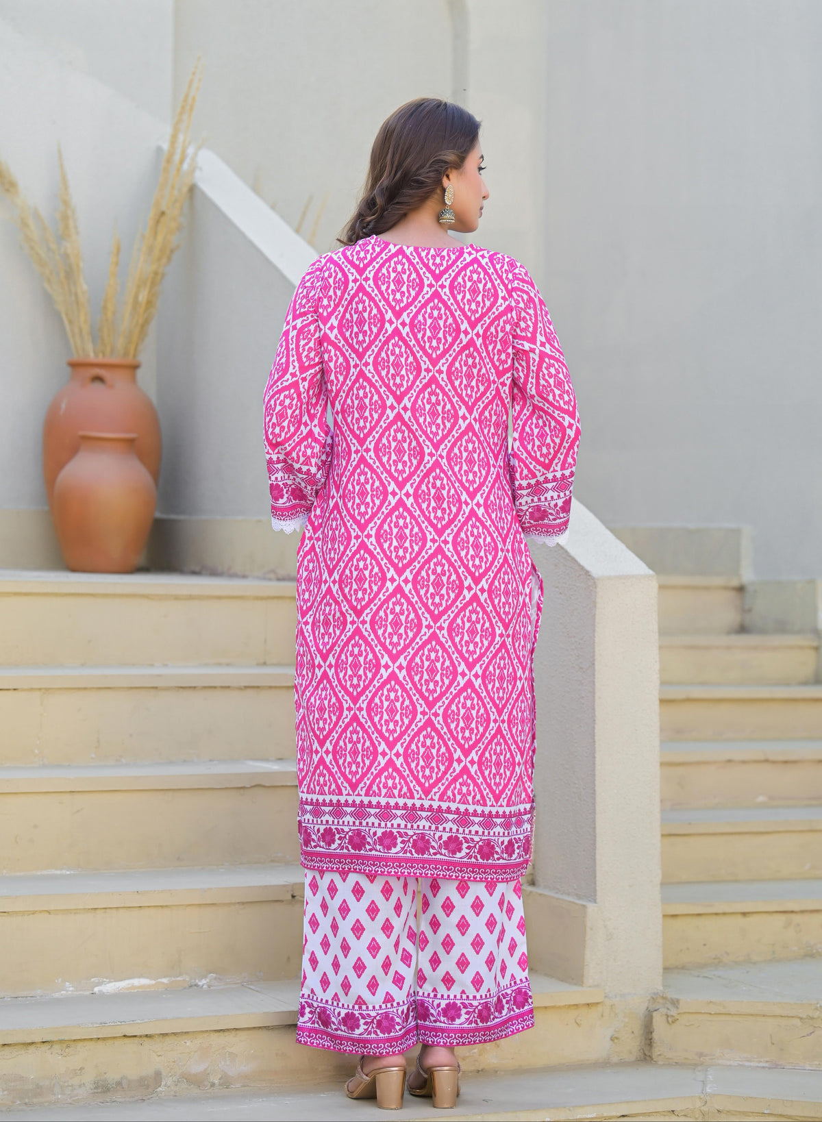Tridhara Fuschia Cotton Suit Set