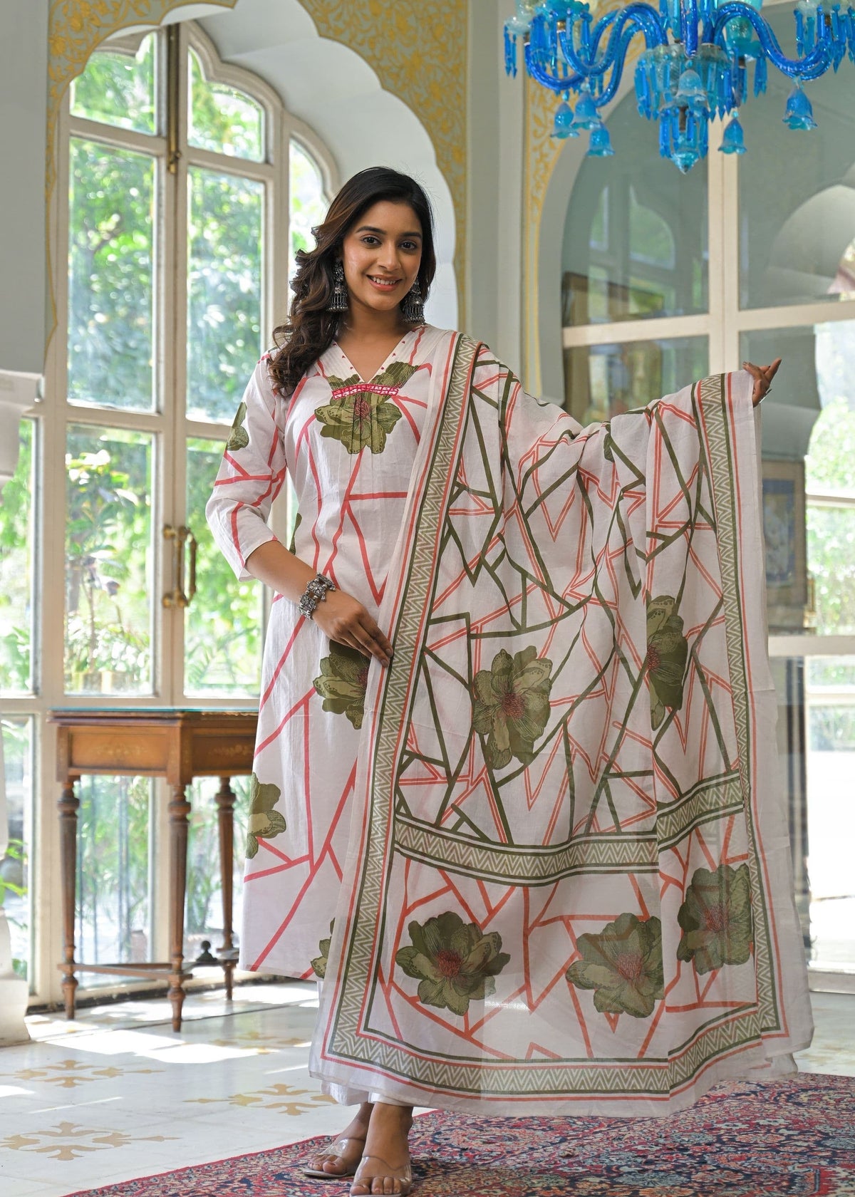 Yutika Fern Cotton Suit set