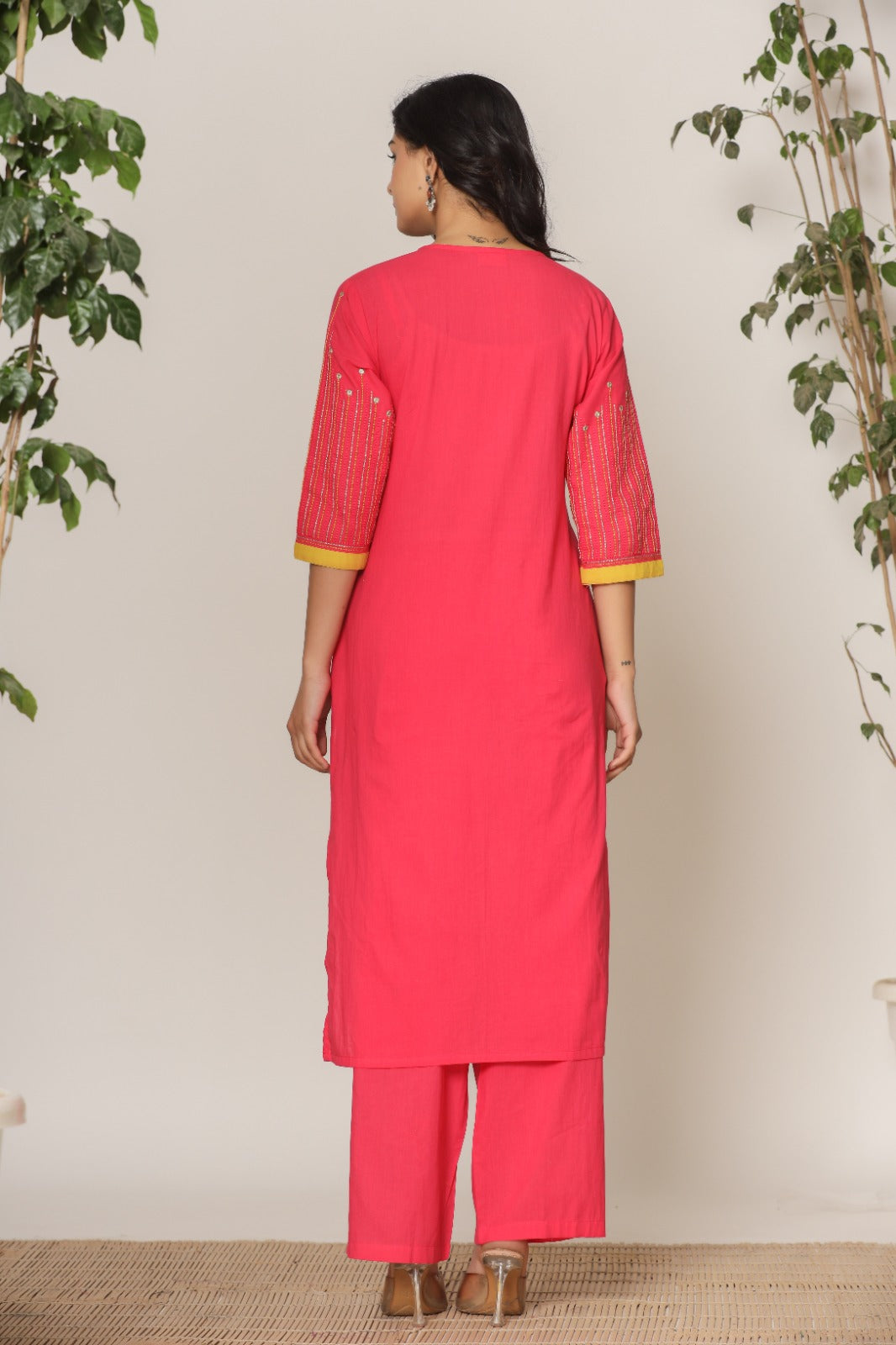 Mika raspberry kurta pant set