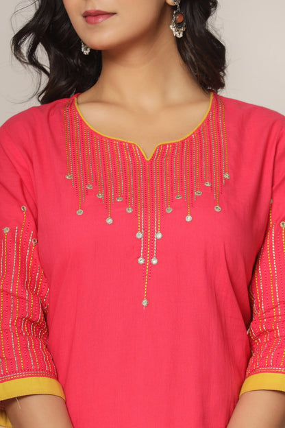 Mika raspberry kurta pant set