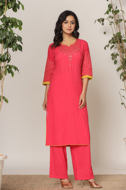 Mika raspberry kurta pant set
