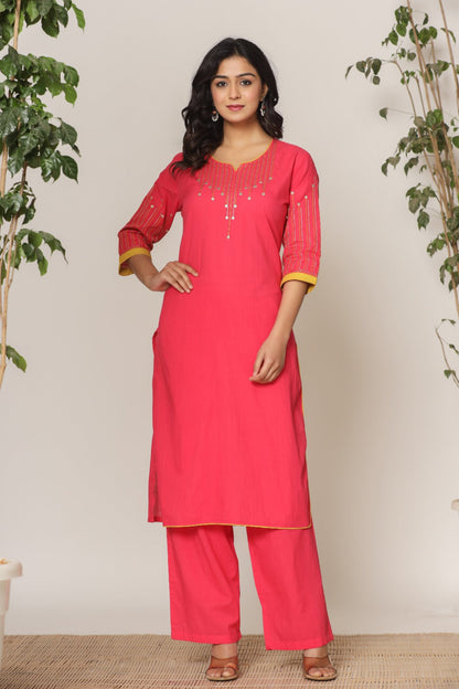 Mika raspberry kurta pant set