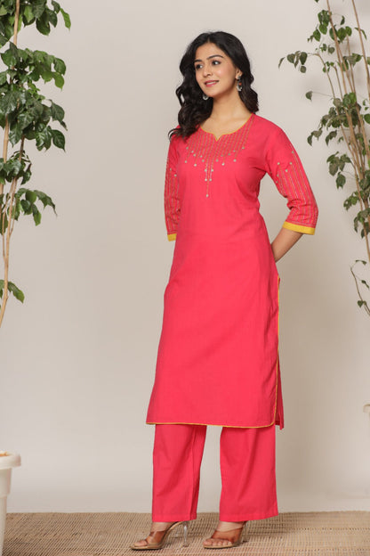 Mika raspberry kurta pant set
