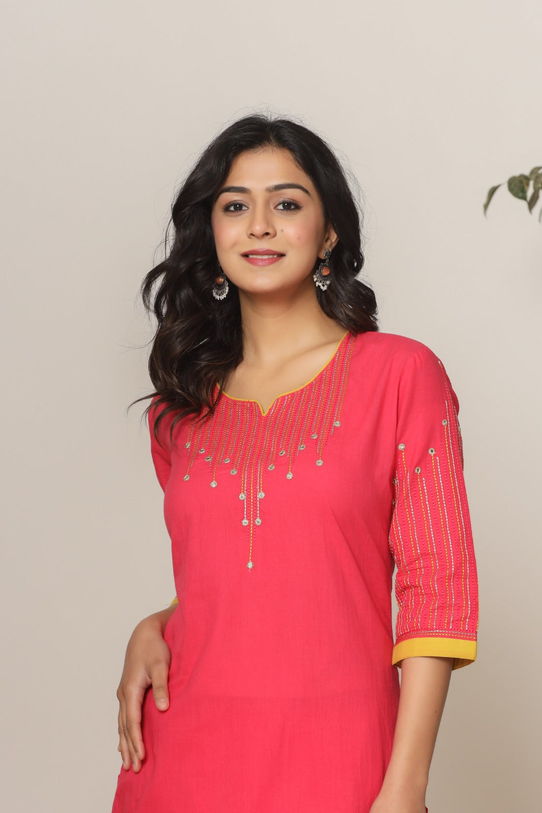 Mika raspberry kurta pant set