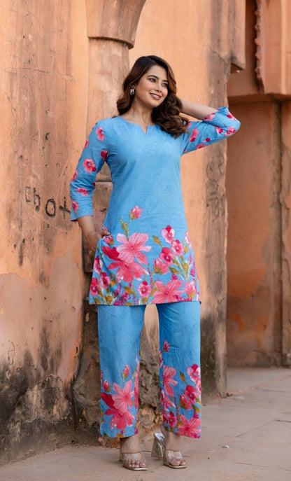 Ushoshi sky printed Cotton co-ord Set