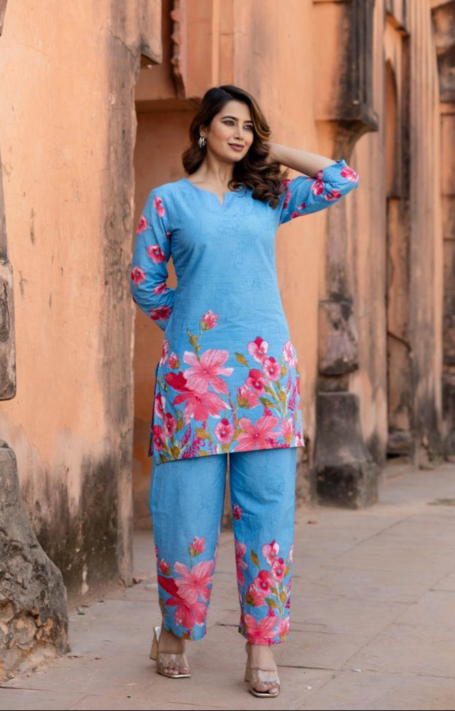 Ushoshi sky printed Cotton co-ord Set
