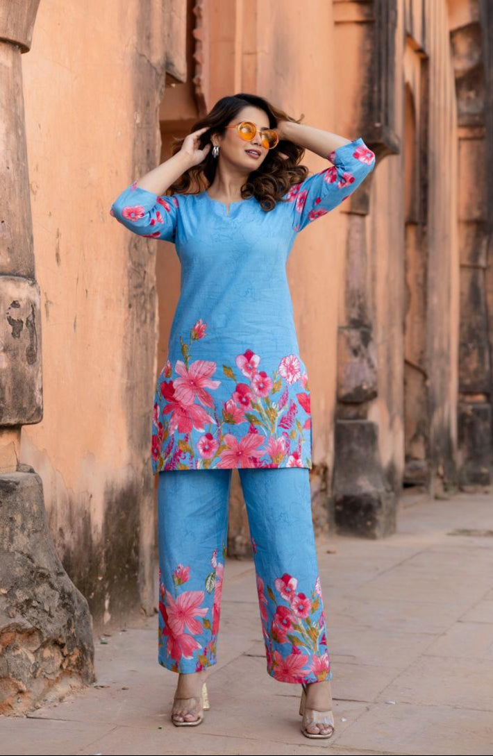 Ushoshi sky printed Cotton co-ord Set