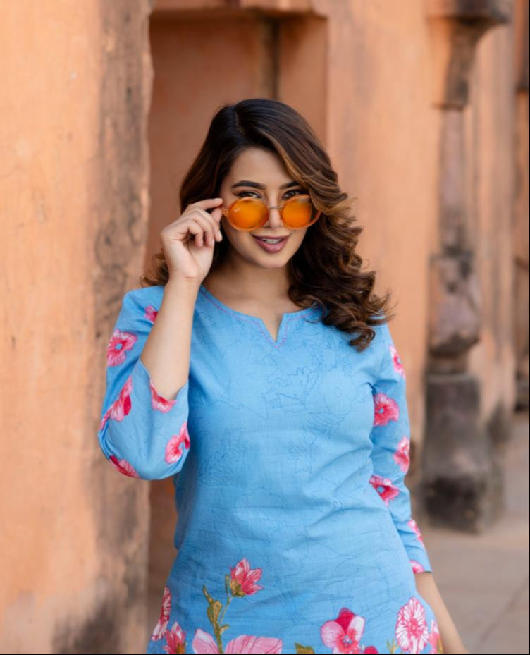 Ushoshi sky printed Cotton co-ord Set