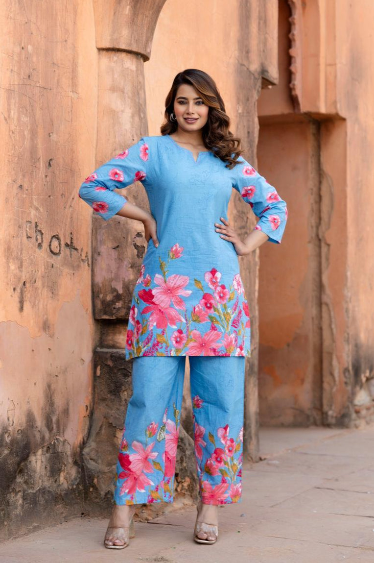 Ushoshi sky printed Cotton co-ord Set