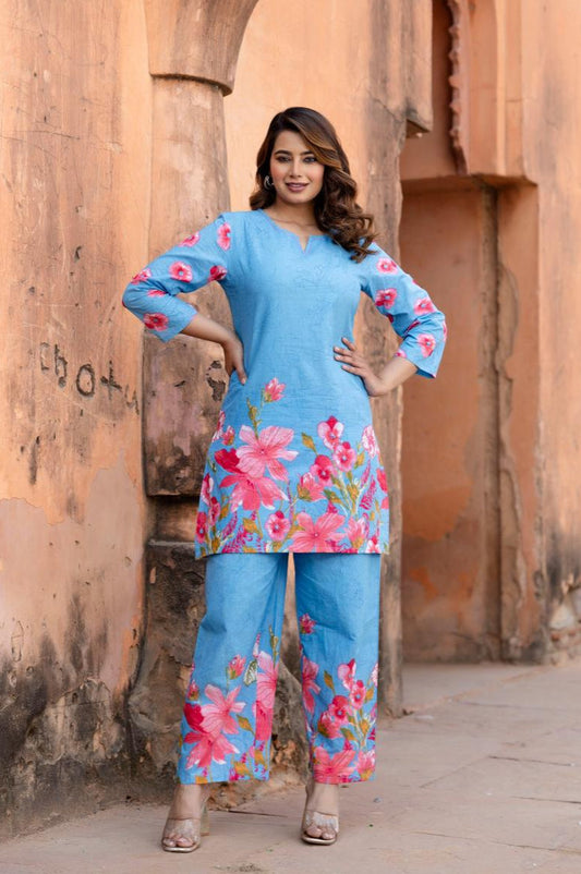 AutumnLane Ushoshi sky printed Cotton co-ord Set