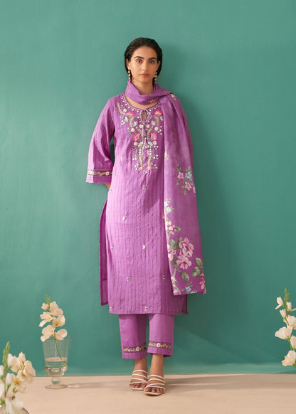 Nadira Orchid Embroidery Suit Set