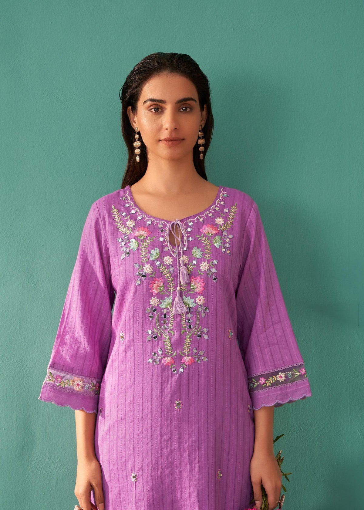 Nadira Orchid Embroidery Suit Set