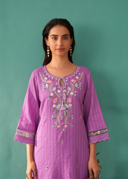 Nadira Orchid Embroidery Suit Set