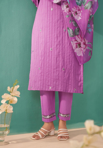 Nadira Orchid Embroidery Suit Set
