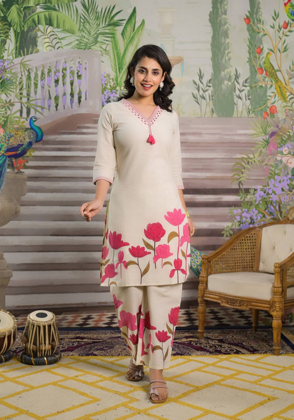 Colba Crimson Cotton Co-ord Set