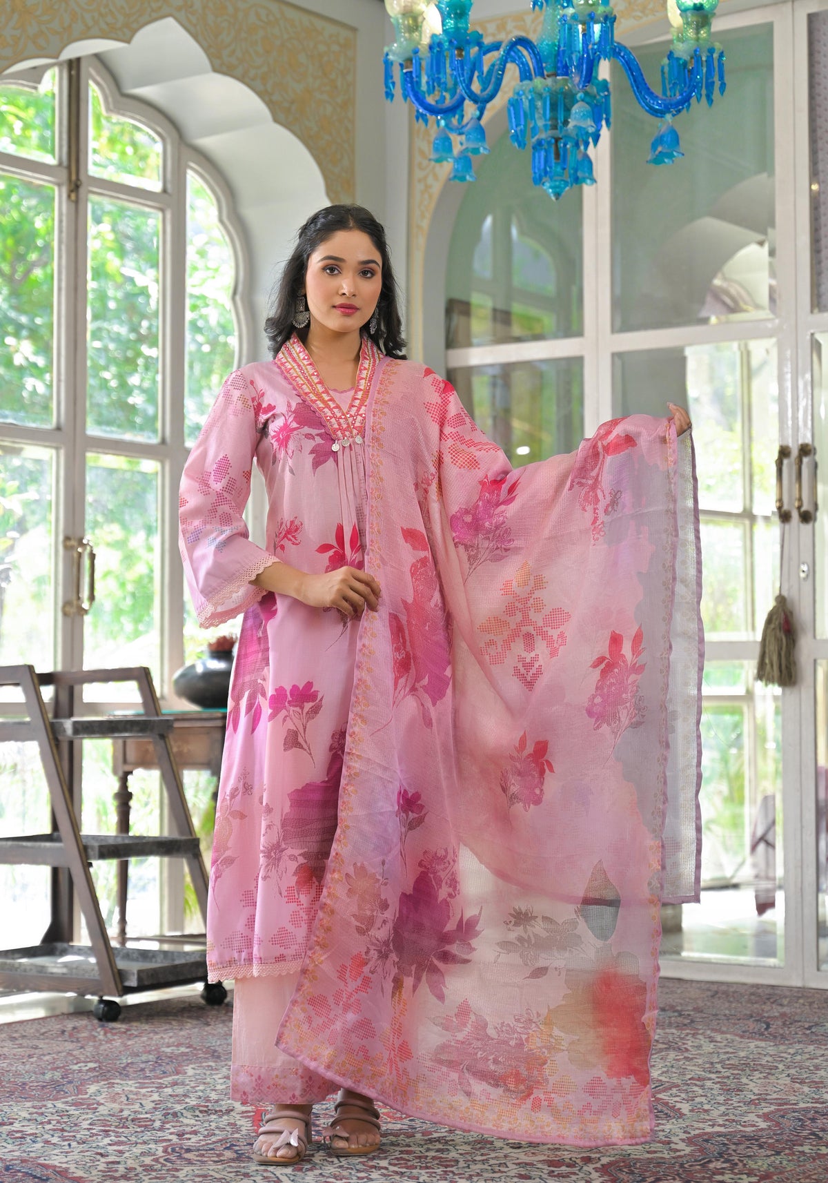 Lakshita rose printed cotton suit set