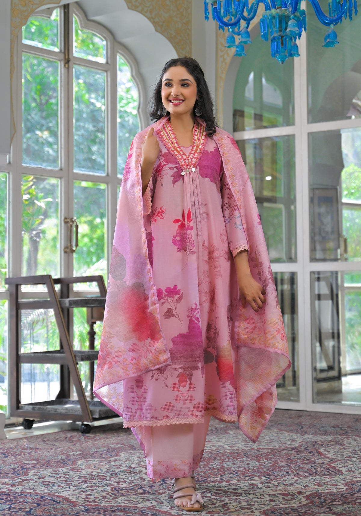 Lakshita rose printed cotton suit set