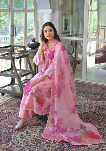 Lakshita rose printed cotton suit set