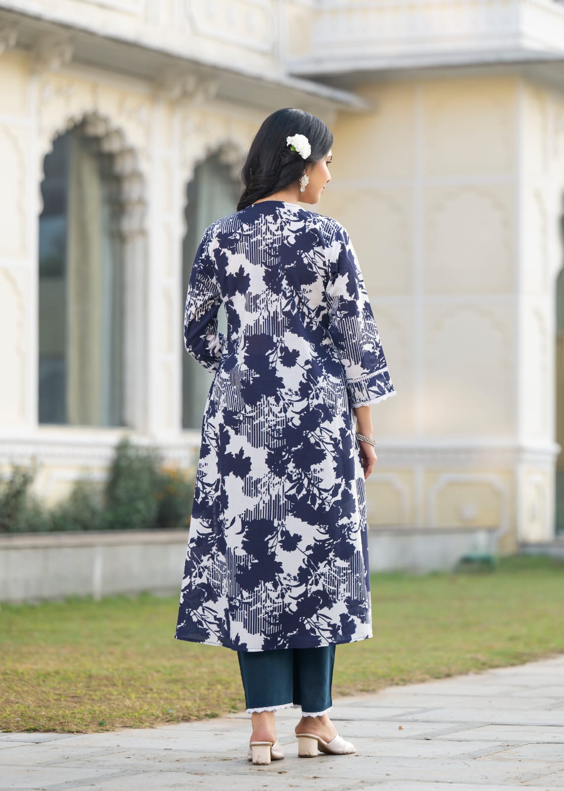 Colba azure printed cotton kurta pant set
