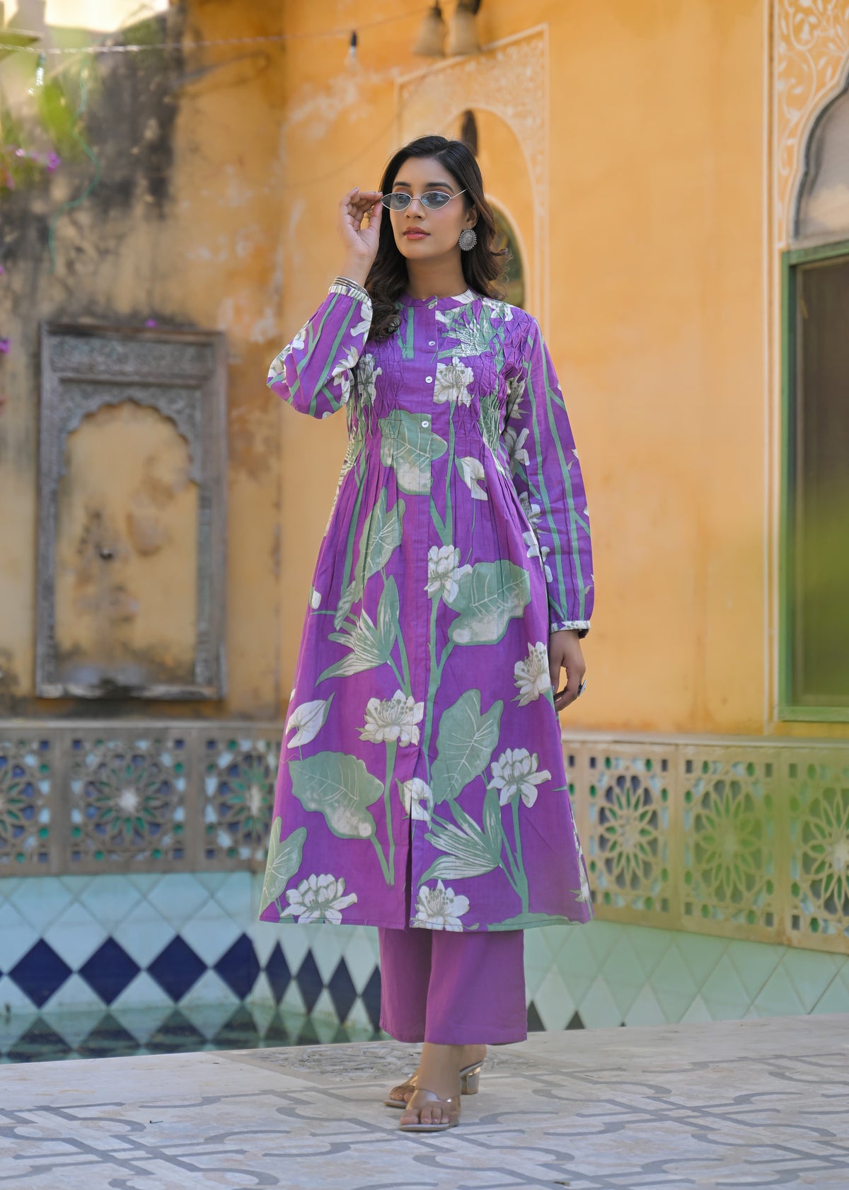 Yutika Orchid Cotton Kurta Pant Set