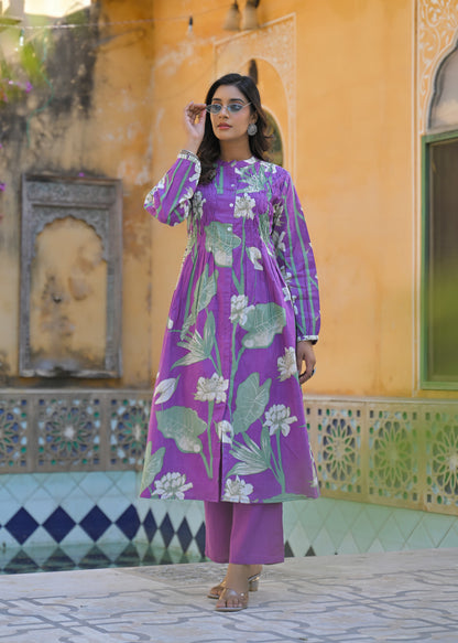Yutika Orchid Cotton Kurta Pant Set