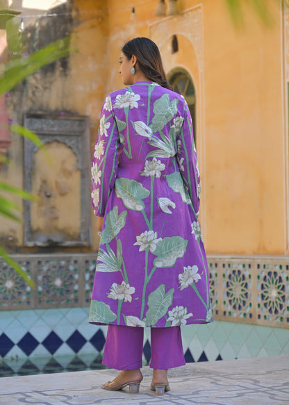 Yutika Orchid Cotton Kurta Pant Set