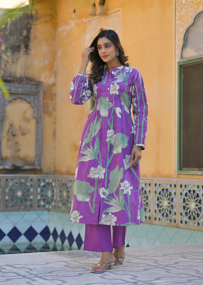 Yutika Orchid Cotton Kurta Pant Set