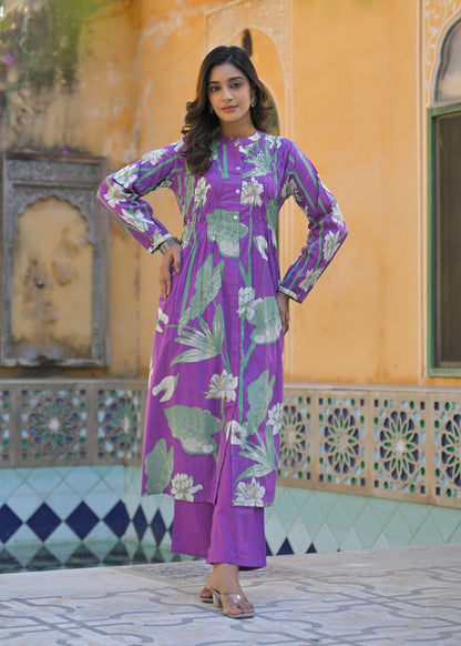 Yutika Orchid Cotton Kurta Pant Set