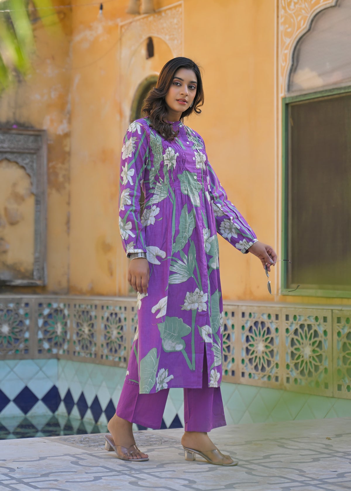 Yutika Orchid Cotton Kurta Pant Set
