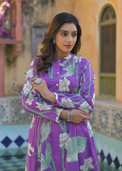 Yutika Orchid Cotton Kurta Pant Set