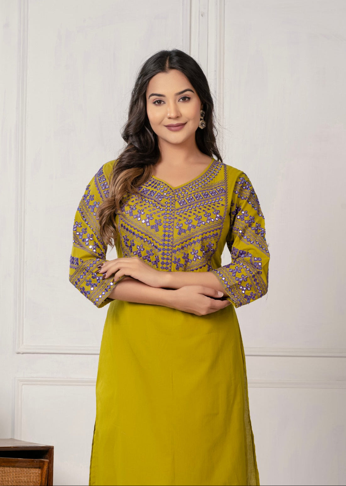 Mika Moss Embroidery Kurta Pant Set